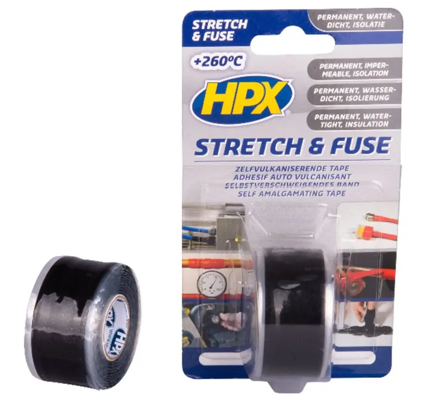 Stretch & Fuse zelfvulkaniserende tape - Zwart - 25mm x 3m
