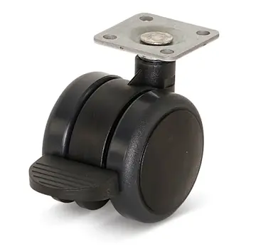 Premium meubelwiel, 50mm, PU geremd , topplaat 36,5x36,5mm