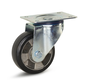 Zwart elastisch rubber zwenkwiel met topplaat - 125mm - 300kg