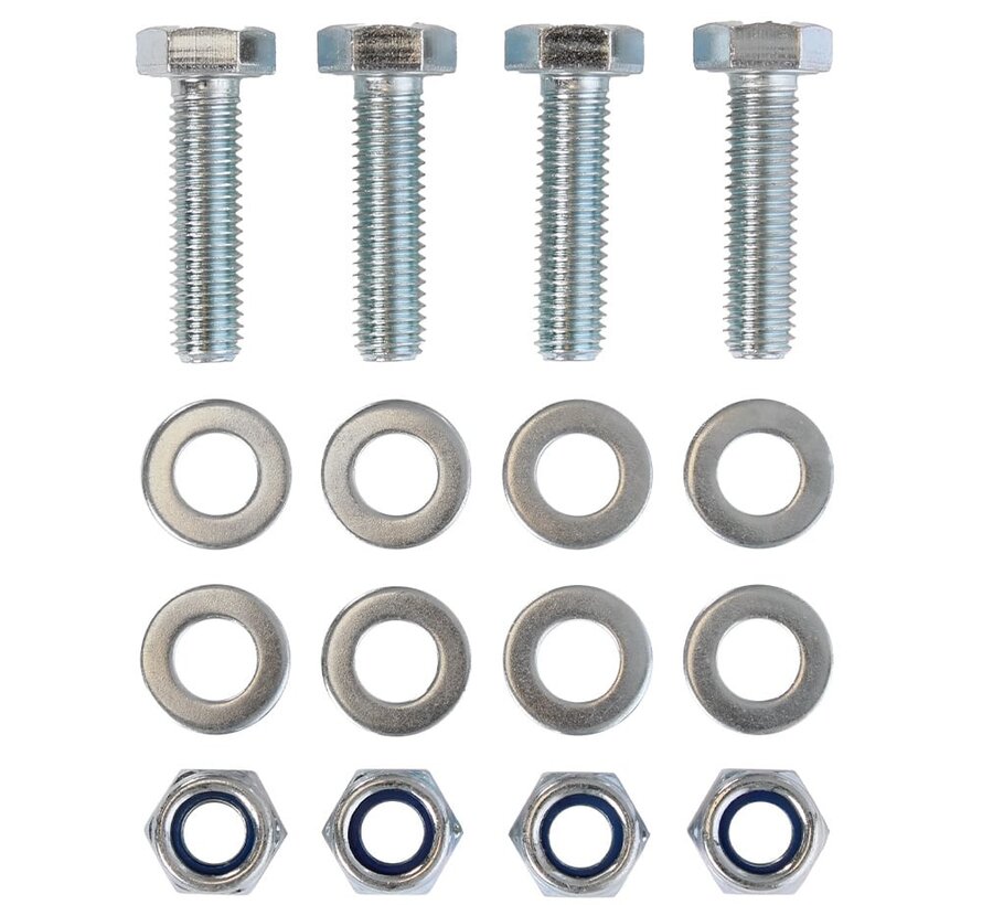 Montageset M8 - 4x Zeskantbout - 4x Moer - 8x Sluitring