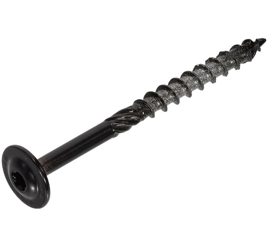 Dynaplus - Torx 40 Tellerkop schroeven - 8 x 180mm - Verzinkt - Deeldraad - Zwart (25 stuks)