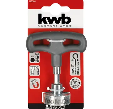 KWB Kwb - Haakschroevendraaier - Met handvat + Zeskant schacht 1/4''