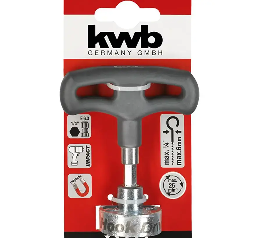 Kwb - Haakschroevendraaier - Met handvat + Zeskant schacht 1/4''