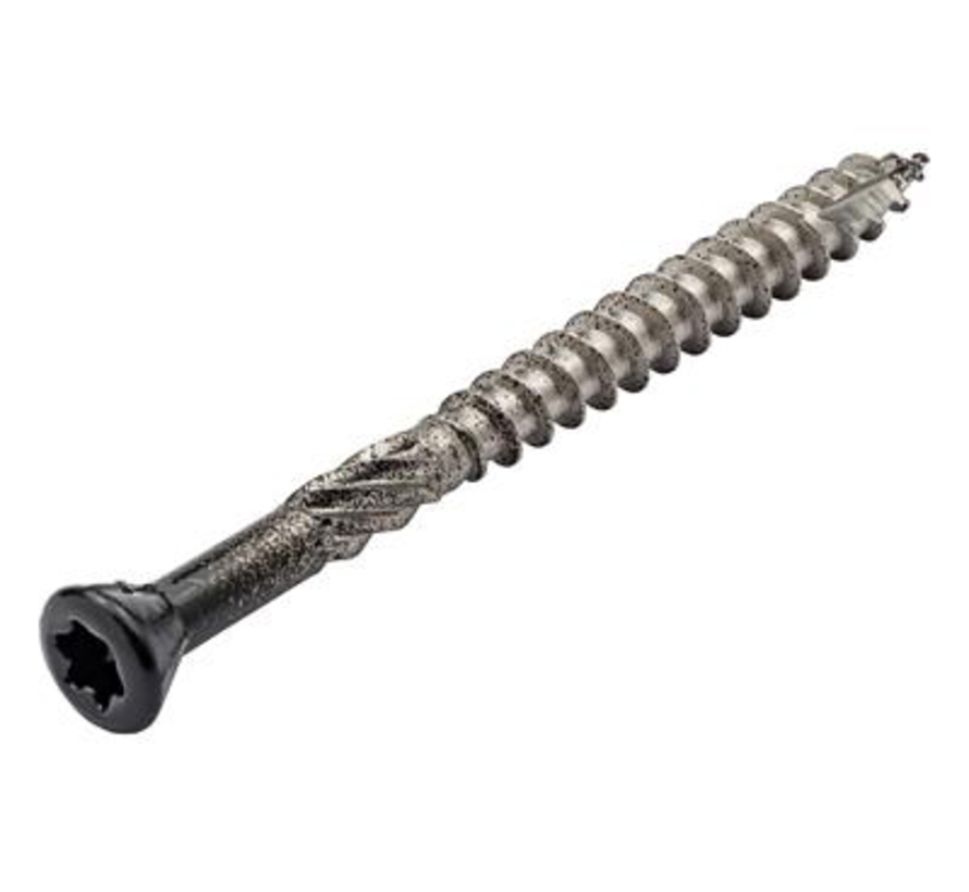 Potdeksel/Tuinhout schroeven - Torx 25 zwarte kop - 5x70mm - RVS-410 - RAL 9005 - Deeldraad (100 stuks)