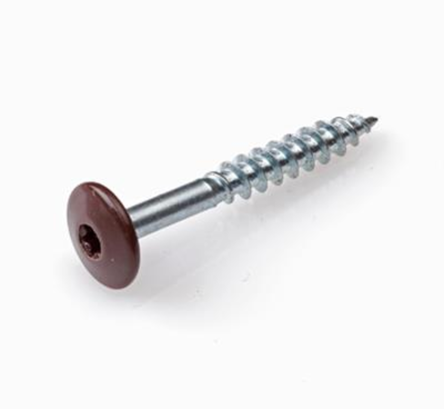 Schroeven voor montage Trespa platen - Torx 20 - 4,8x25mm - RVS - Deeldraad - Bruin RAL 8014 (100 stuks)
