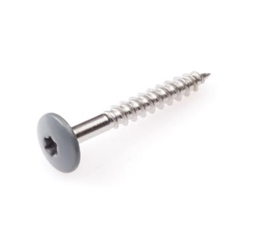 Schroeven voor montage Trespa platen - Torx 20 - 4,8x38mm - RVS - Deeldraad - Grijs RAL 7012 (100 stuks)