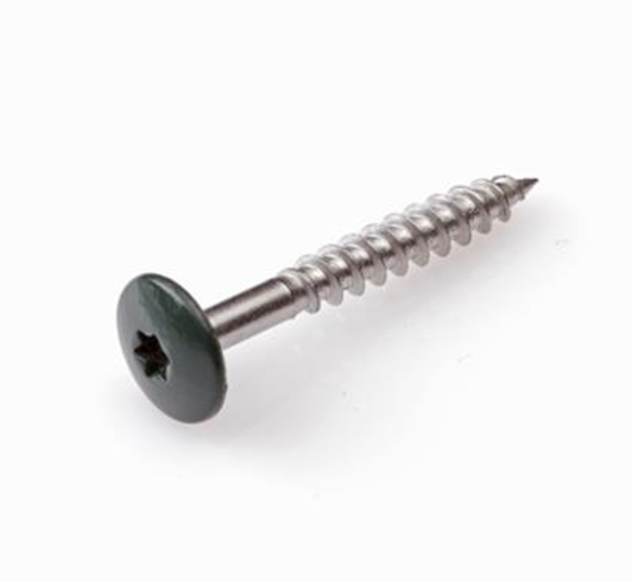 Schroeven voor montage Trespa platen - Torx 20 - 4,8x38mm - RVS - Deeldraad - Groen RAL 6009 (100 stuks)