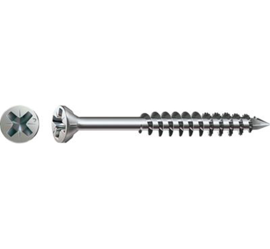 Spax - Glaslatschroeven - Pozidrive 2 Platverzonken kop - 3,5 x 40mm - Deeldraad - RVS-A2 (200 stuks)