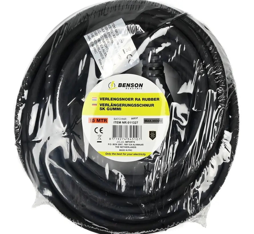 Verlengsnoer - RA 3 x 1.5 - 15 Meter - Rubber