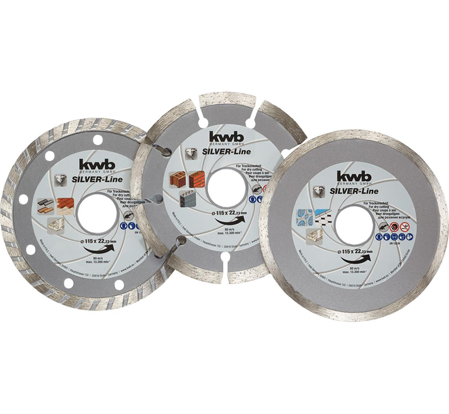 Kwb - Diamantdoorslijpschijven set - 125x22,23mm - 3-delig