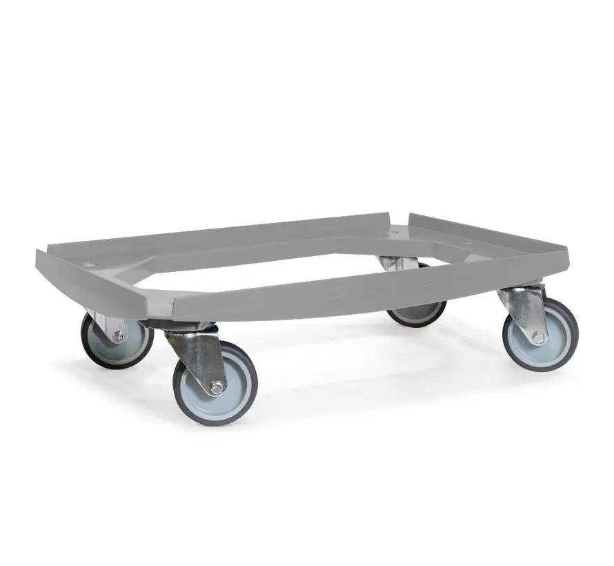 MESO - Onderwagen - Rolplateau ABS - Grijs - Laadvlak 600 x 400mm - 4 TPR zwenkwielen - 100mm - 250kg