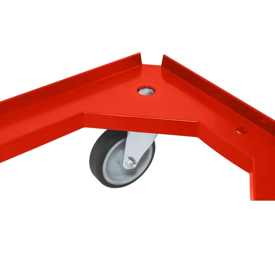 MESO - Onderwagen - Rolplateau ABS - Rood - Laadvlak 600 x 400mm - 4 TPR zwenkwielen - 100mm - 250kg