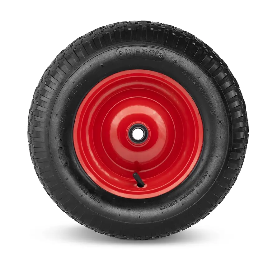 Kruiwagenwiel 400x8, luchtband, metalen velg, asgat kogellager 20mm, Draagvermogen 200kg - INCLUSIEF 130mm AS