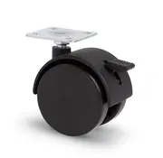 MESO Meubelwiel met kap 50mm Nylon dubbel hard met plaat 38x38mm geremd