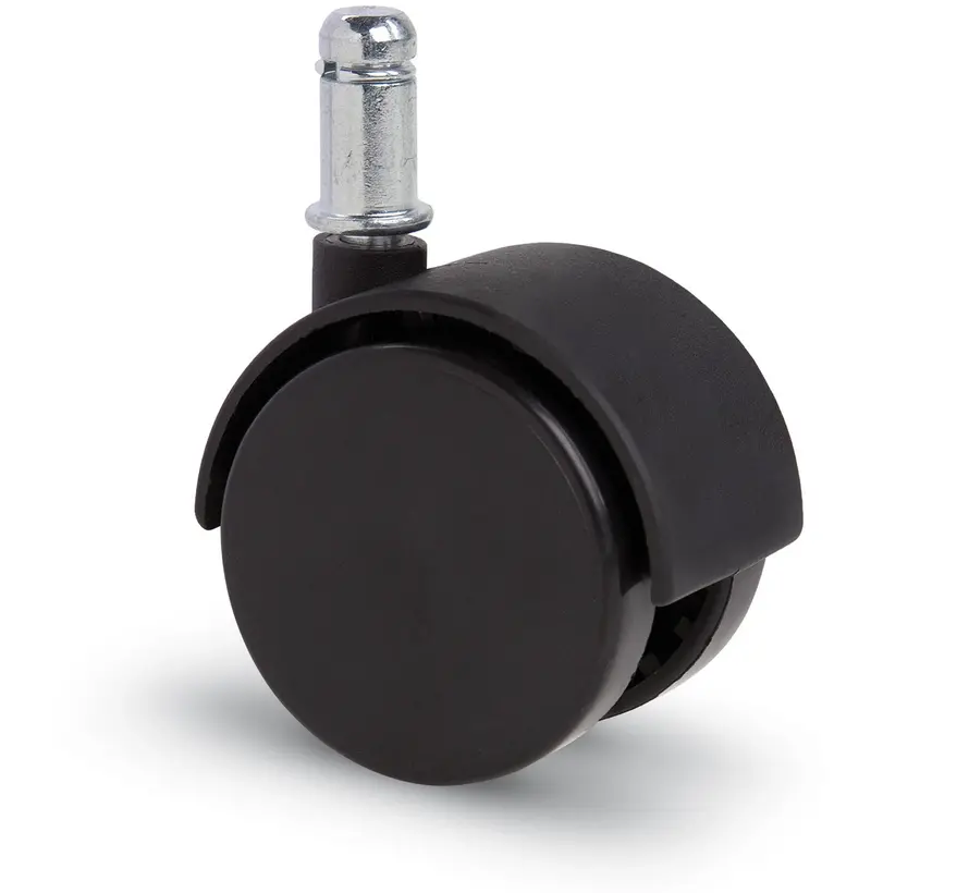 Meubelwiel met kap 50mm Nylon dubbel hard met stift 11x22mm