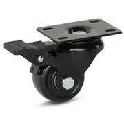 MESO Zwart nylon zwenkwiel geremd met topplaat - 50mm - 150kg