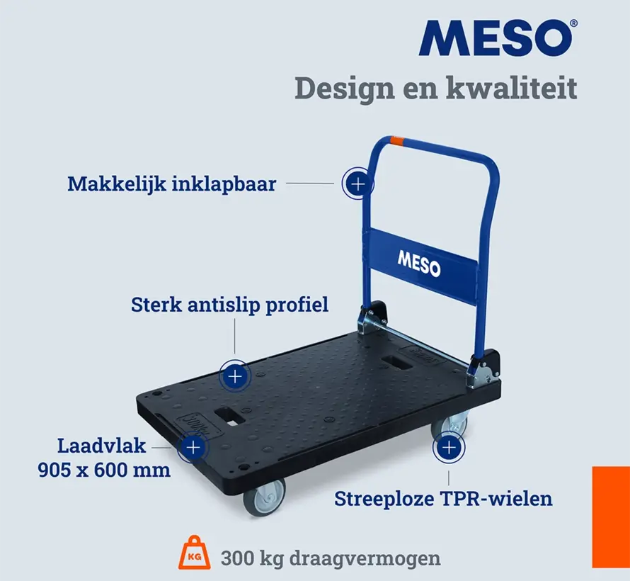 MESO inklapbare plateauwagen - Transportwagen 300 kg draagvermogen