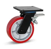 MESO PU extra zwaarlast zwenkwiel geremd met topplaat - 200mm - 1400kg