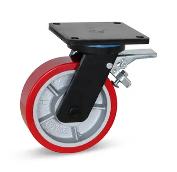 MESO PU extra zwaarlast zwenkwiel geremd met topplaat - 150mm - 1000kg
