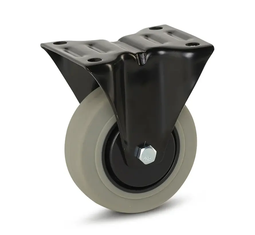 Grijs Rubber bokwiel zwarte behuizing - 100mm - 150kg