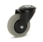 MESO Grijs Rubber zwenkwiel zwarte behuizing met centraal gat - 100mm - 150kg