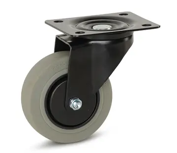 MESO Grijs Rubber zwenkwiel zwarte behuizing met topplaat - 100mm - 150kg