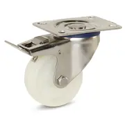 MESO Nylon RVS zwenkwiel geremd met topplaat - 80mm - 130kg C