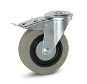 MESO Grijs Rubber zwenkwiel geremd met centraal gat - 125mm - 180kg