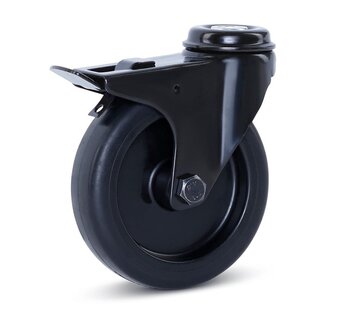 MESO Meubel zwenkwiel zwart geremd 100mm - Centraal gat - 90kg