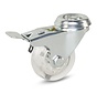 Transparant Meubel zwenkwiel geremd met centraal gat - 50mm - 50kg