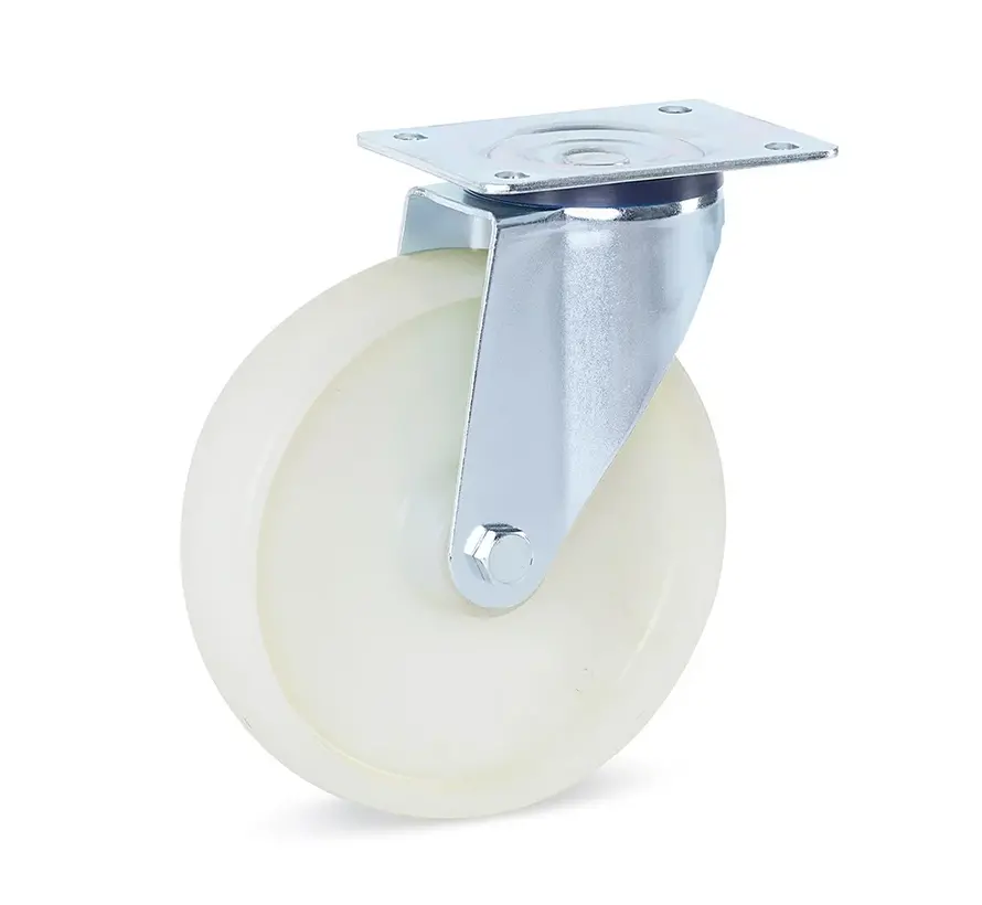 Nylon zwenkwiel met topplaat - 200mm - 400kg