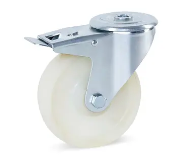 MESO Nylon zwenkwiel geremd met centraal gat - 150mm - 350kg