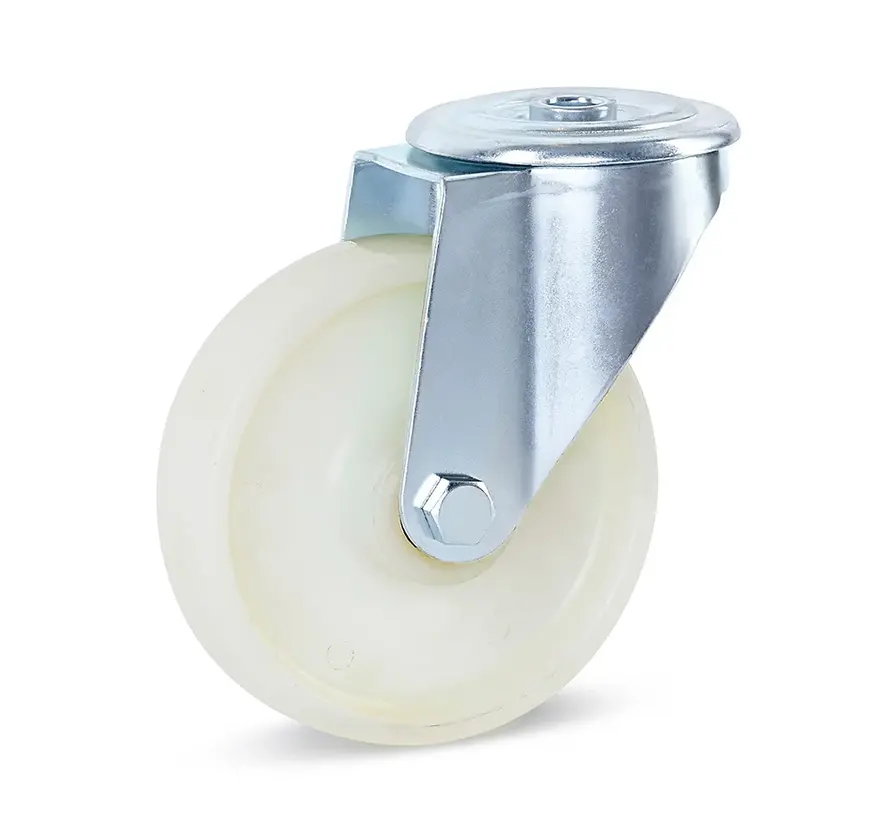 Nylon zwenkwiel met centraal gat - 150mm - 350kg