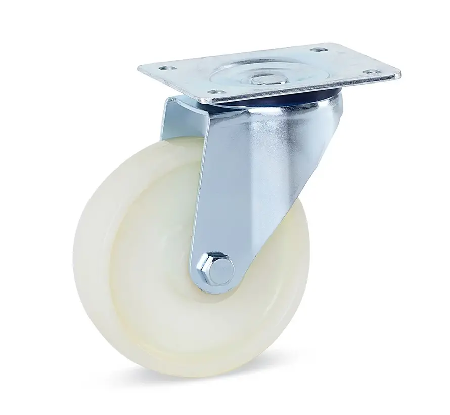 Nylon zwenkwiel met topplaat - 150mm - 350kg