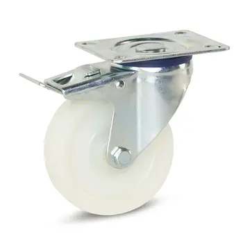 MESO Nylon zwenkwiel geremd met topplaat - 100mm - 200kg