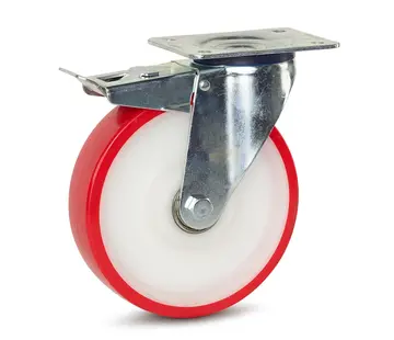 MESO PU zwenkwiel geremd met topplaat - 200mm - 400kg