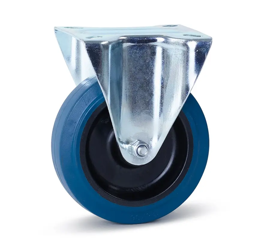 Blauw elastisch rubber bokwiel - 125mm - 180kg