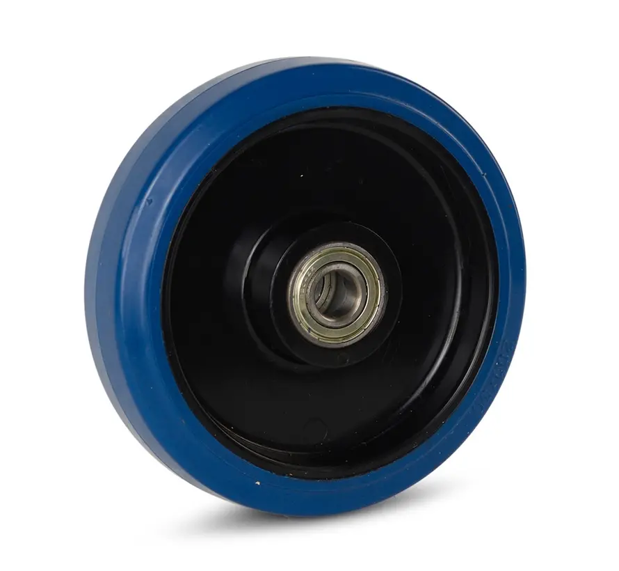 Blauw elastisch rubber wiel 200mm - 350kg