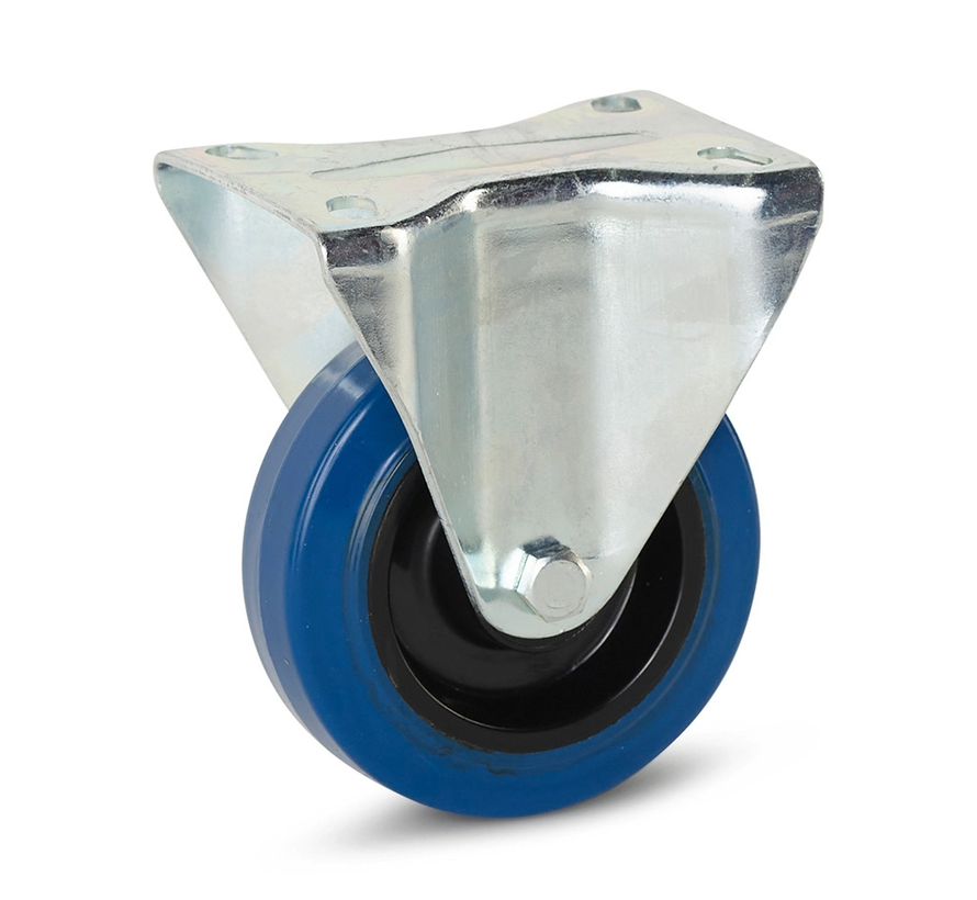 Blauw elastisch rubber bokwiel - 100mm - 160kg