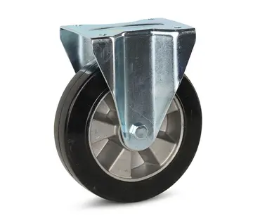 MESO Zwart elastisch rubber bokwiel - 200mm - 450kg