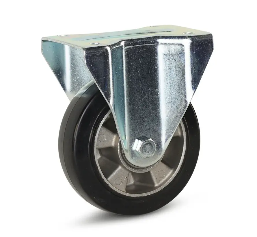 Zwart elastisch rubber bokwiel - 150mm - 330kg
