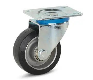 MESO Zwart elastisch rubber zwenkwiel met topplaat - 100mm - 220kg
