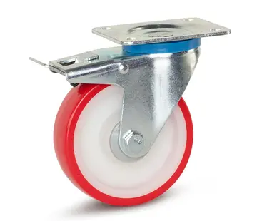 MESO PU zwenkwiel geremd met topplaat - 125mm - 230kg