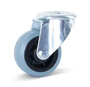 MESO Grijs rubber zwenkwiel met centraal gat - 80mm - 60kg - Streeploos