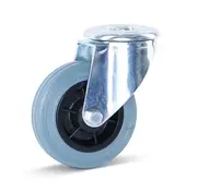 MESO Grijs rubber zwenkwiel met centraal gat - 100mm - 75kg - Streeploos