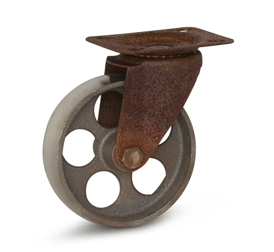 Vintage Retro Design zilver zwenkwiel met topplaat - Gietijzer - 125mm - 100kg