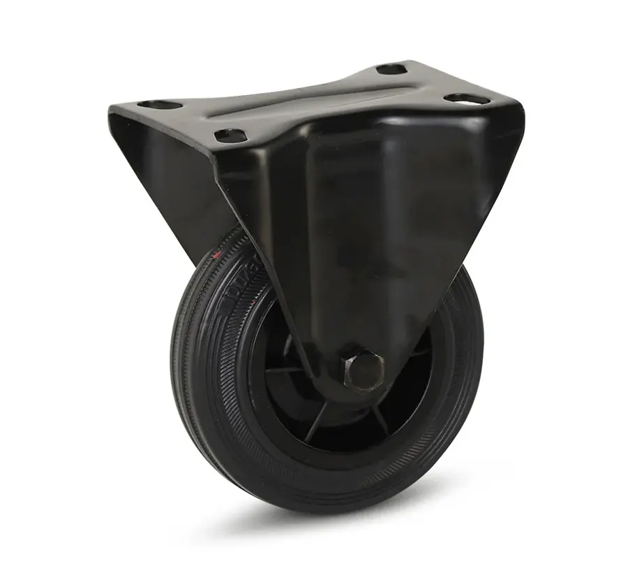 Zwart rubber bokwiel - 100mm - 75kg