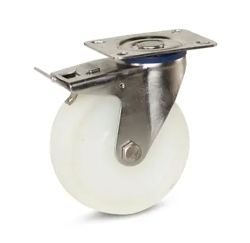 MESO Nylon RVS zwenkwiel geremd met topplaat - 125mm - 220kg