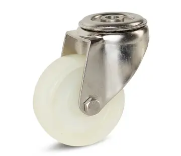 MESO Nylon RVS zwenkwiel met centraal gat - 80mm - 140kg