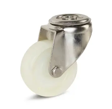 MESO Nylon RVS zwenkwiel met centraal gat - 80mm - 140kg